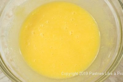 Whisked egg yolks for Poppyseed Cake