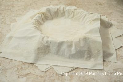 Phyllo draped in pie plate