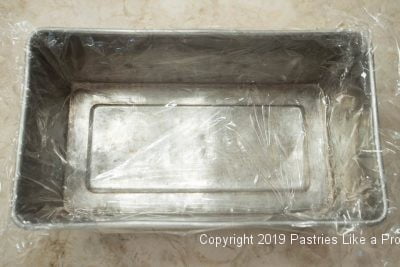 Pan line with plastic wrap