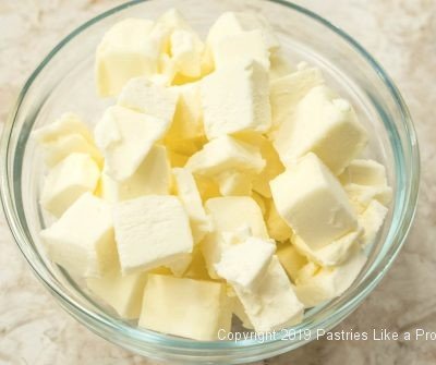 Butter cubed for Danish Pastry