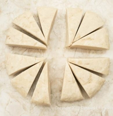 Dough divided into 12 pieces