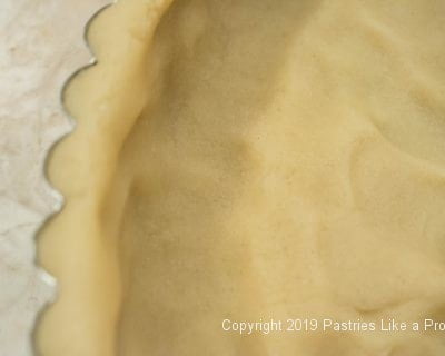 Edge of dough pressed in