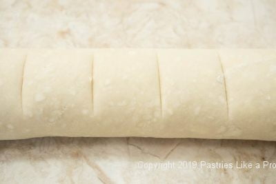 Pastry marked before cutting