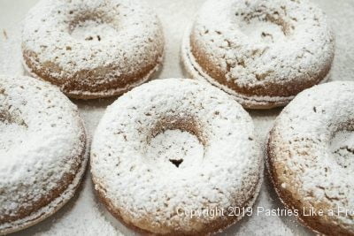 Powdered Sugar Crumb doughnuts
