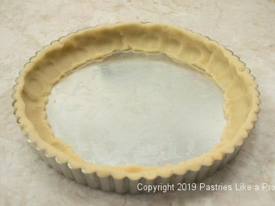 Side dough pressed onto bottom of pan