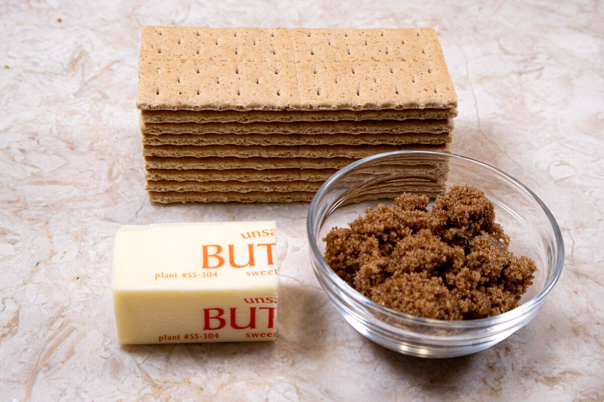 Ingredients for the Pumpkin Mousse Recipe include graham crackers, unsalted butter and brown sugar.  