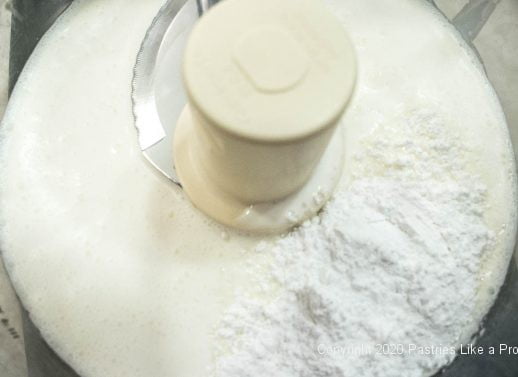 Cream and sugar in processor