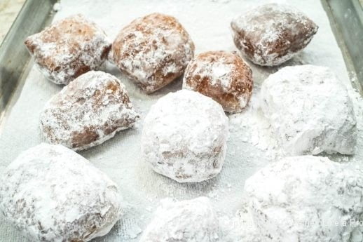 Powdered sugar coated beignets
