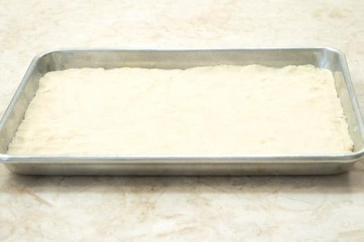 Bottom dough in pan
