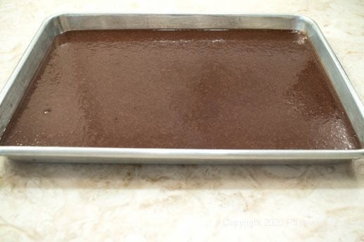 Cake in pan for Chocolate Creamsicle Cake