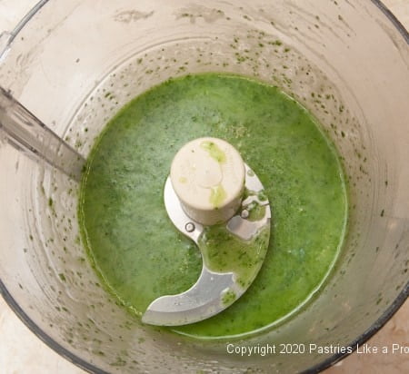 Basil Vinaigrette in processor