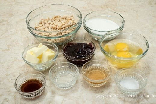 Filling ingredients to the Almond Raspberry Tart