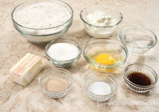 Ingredients for Cuccidati Coffeecake dough