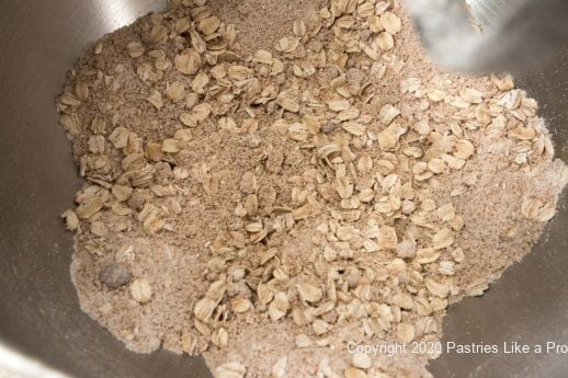 Dry ingredients mixed for Apple Crisp