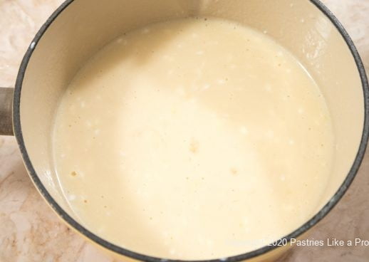 Liquid ingredients in the pan