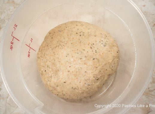 Finished dough in container