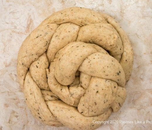 Braided dough coiled