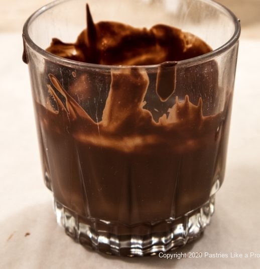 Chocolate in a small, wide glass