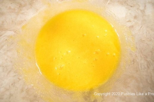 Eggs whisked with sugar for Basic Pastry Cream