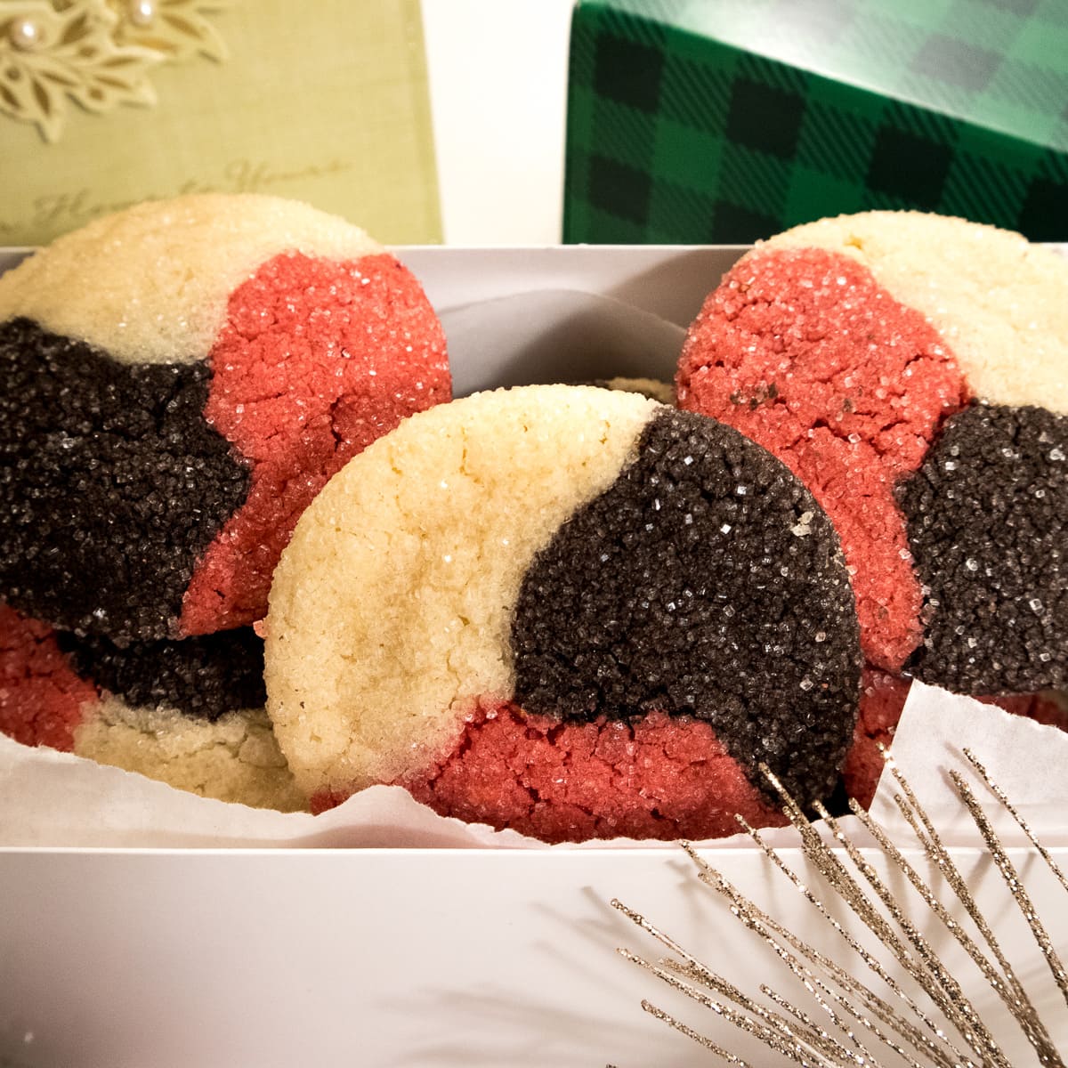 Three flavors in one cookie - Chocolate, Vanilla and Strawberry make up this Neapolitan Butter Cookie