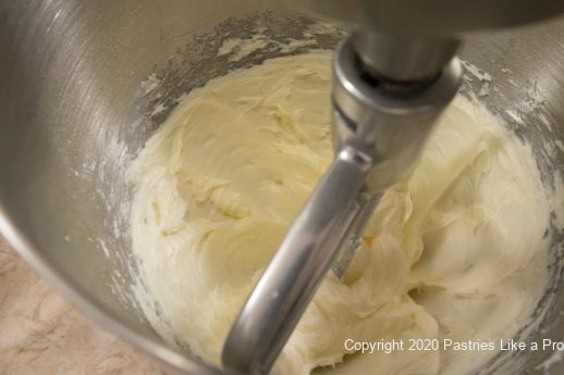 Butter and sugar creamed for Viennese Swirls
