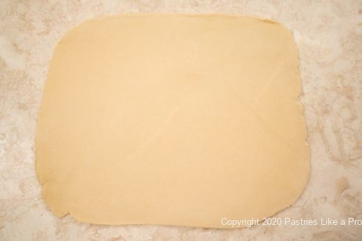 Dough rolled into rectangle