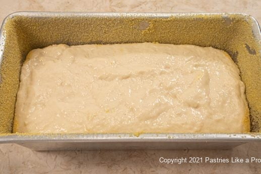 Batter in the loaf pan