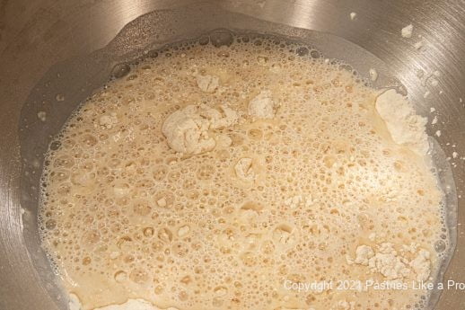 Preparing to mix the English Muffin Bread