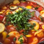 Basil added to the Tuscan Vegetable Stew