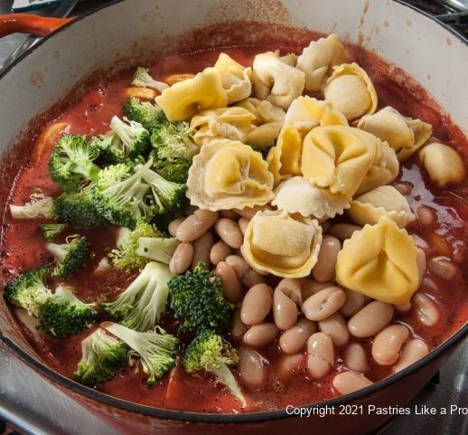 Tortellini and beans added 