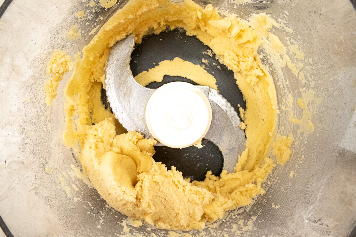 Dough processed to mix completely