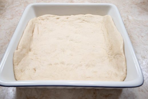 Bottom dough in pan