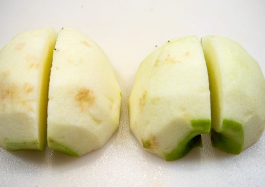 Apples quartered for Irish Apple Cake