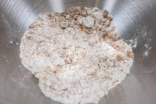 Dry ingedients for streusel in mixing bowl