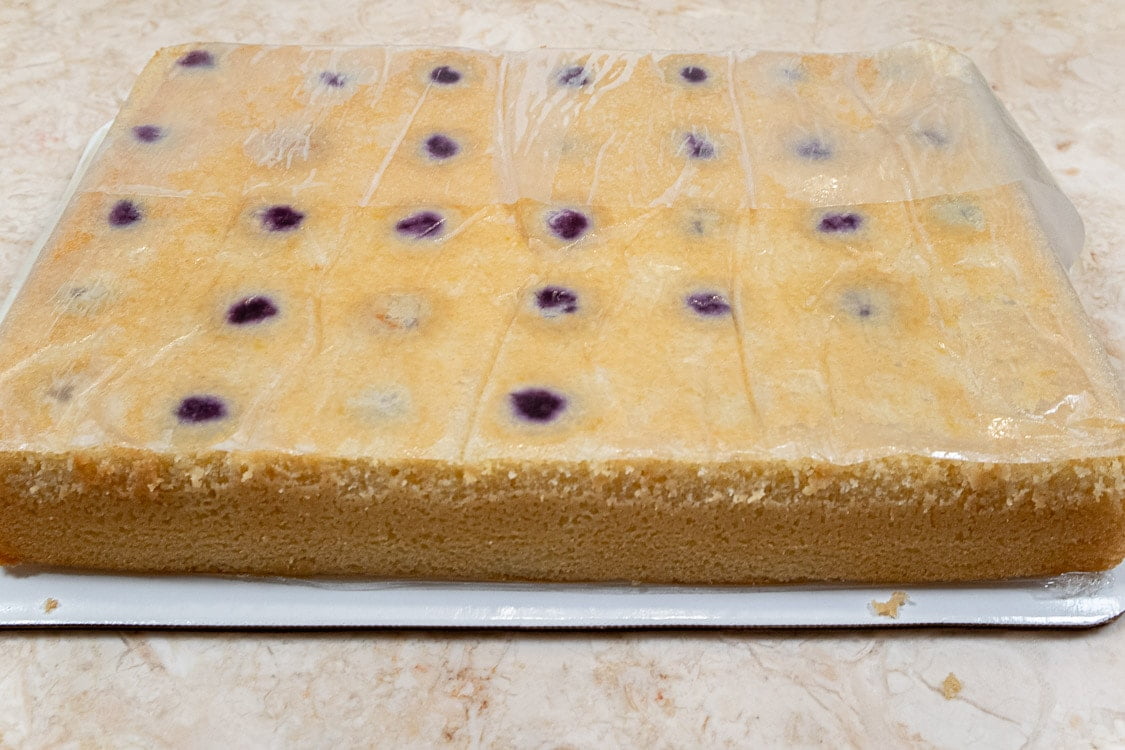 Parchment paper on bottom of cake