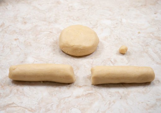 Dough divided for the crust