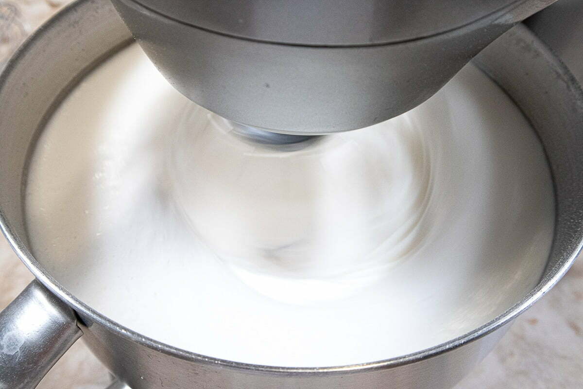 Egg whites whipped before adding sugar