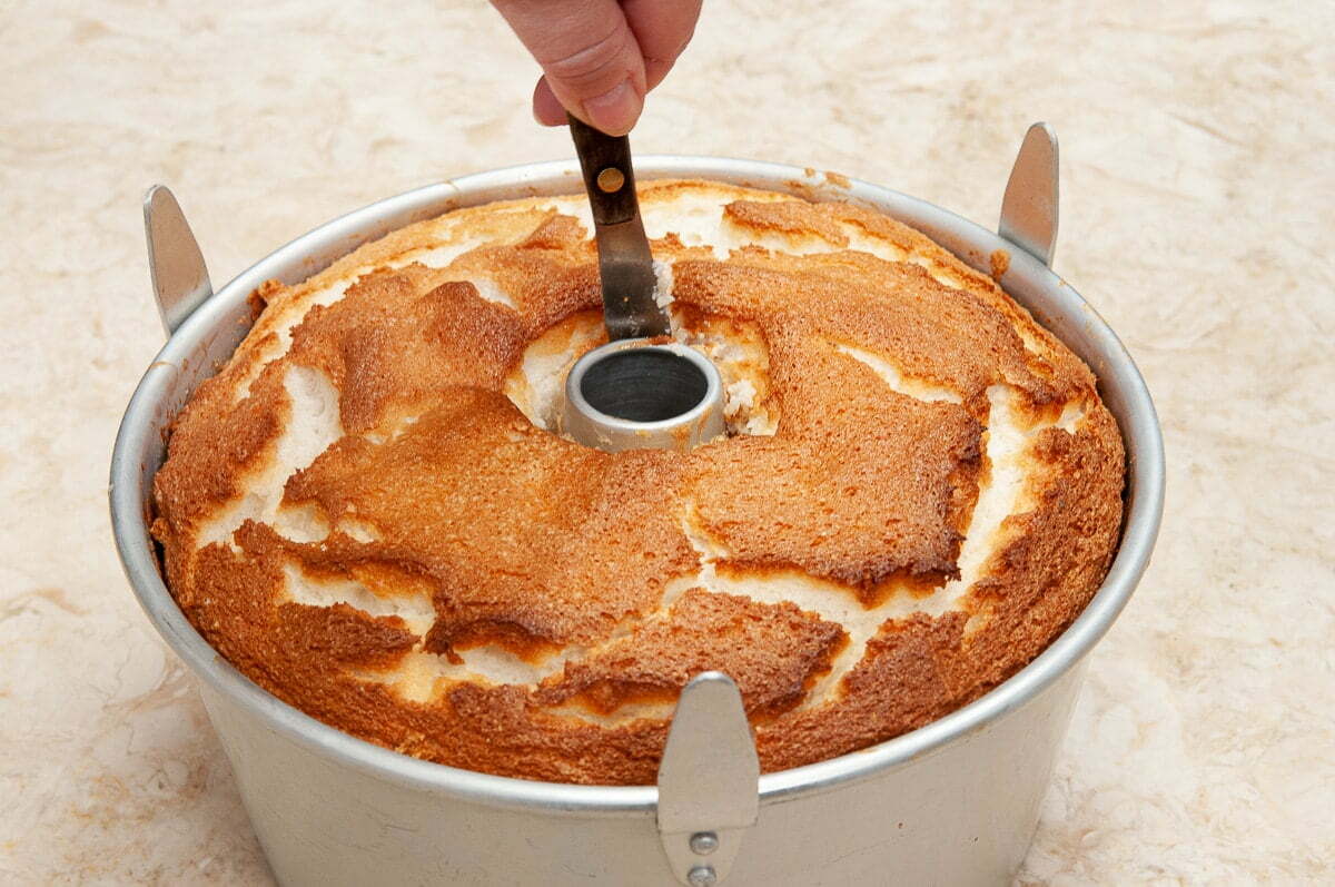Releasing the Angel Food Cake from the pan