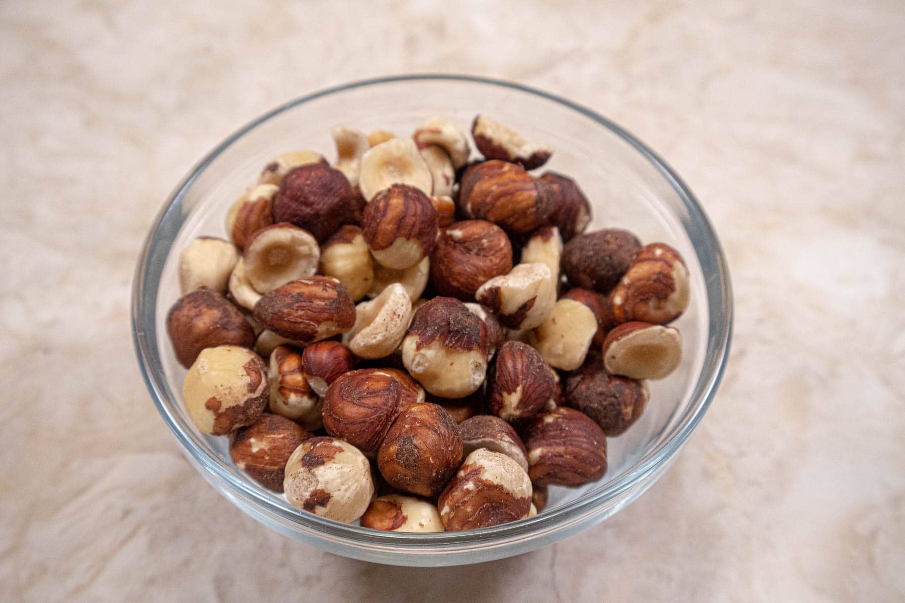 Hazelnuts with skins on to be toasted