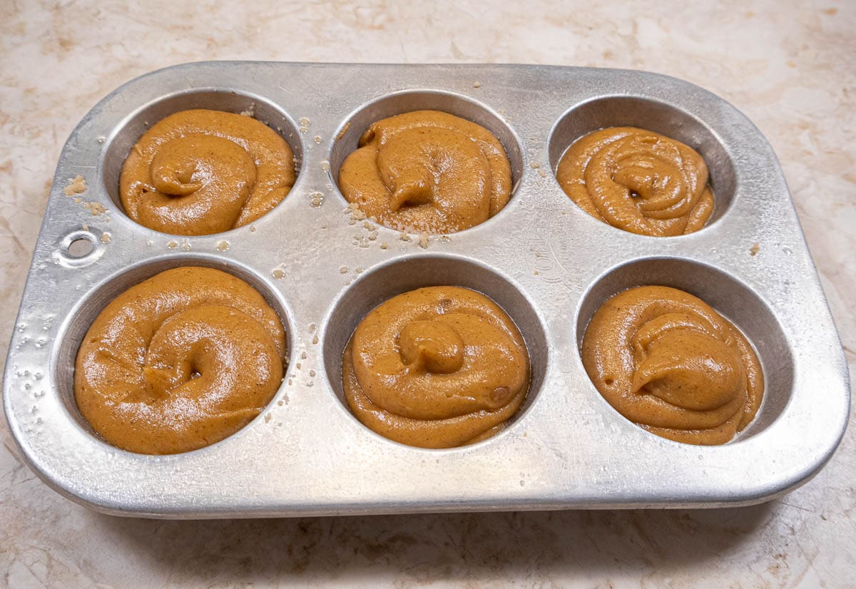 If using a muffin pan, fill about ¾ ful