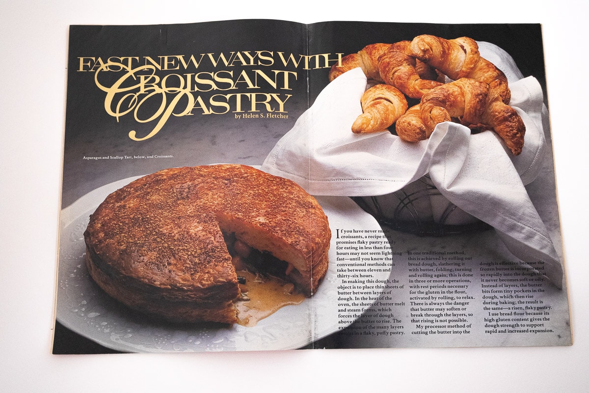 Inside article from The Pleasure of Cooking featuring Croissant