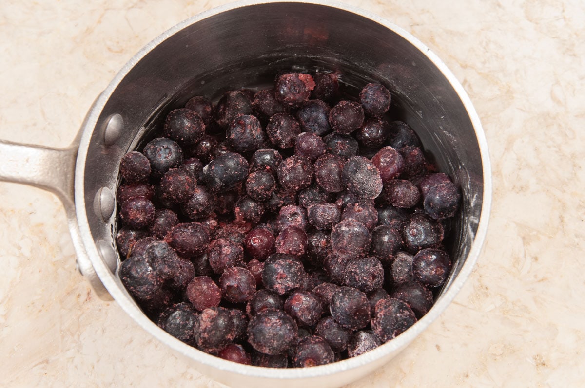 Add the blueberries to the pan.  