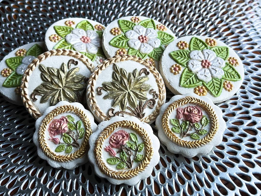 These are the Springerle cookies painted.  