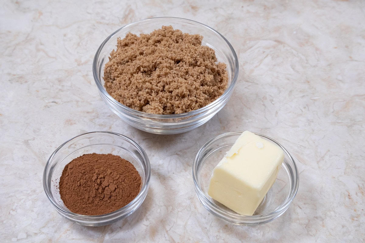 The cinnamon filling consists of brown sugar, cinnamon and unsalted butter.