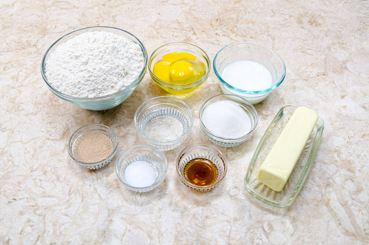 Ingredients for the Chocolate Babka Recipe include: Yeast, milk, sugar, salt, unsalted butter, whole egg, egg yolk, vanilla flour and  Nutella.