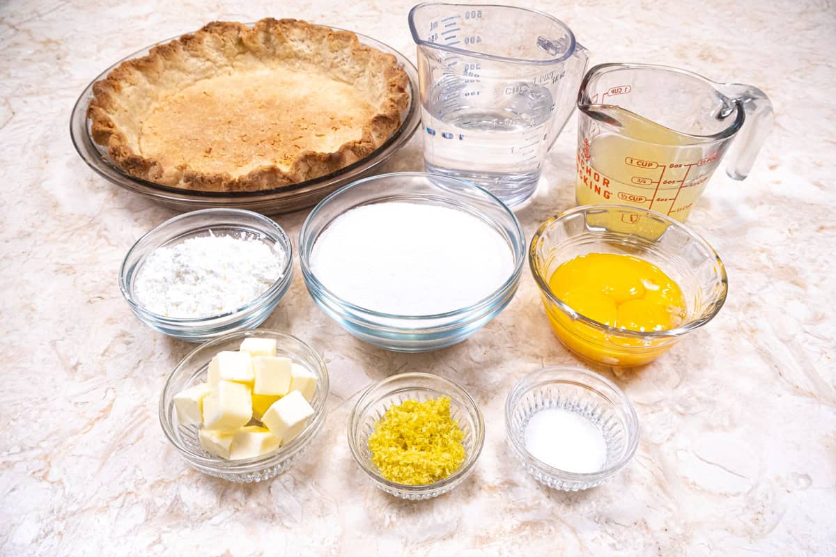 Ingredients for the lemon meringue pie.