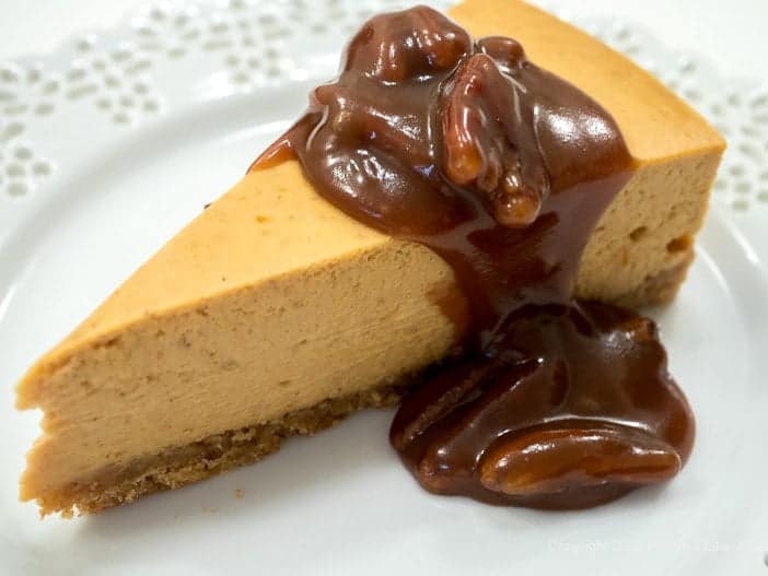 Pumpkin Cheesecake with Salted Caramel Sauce